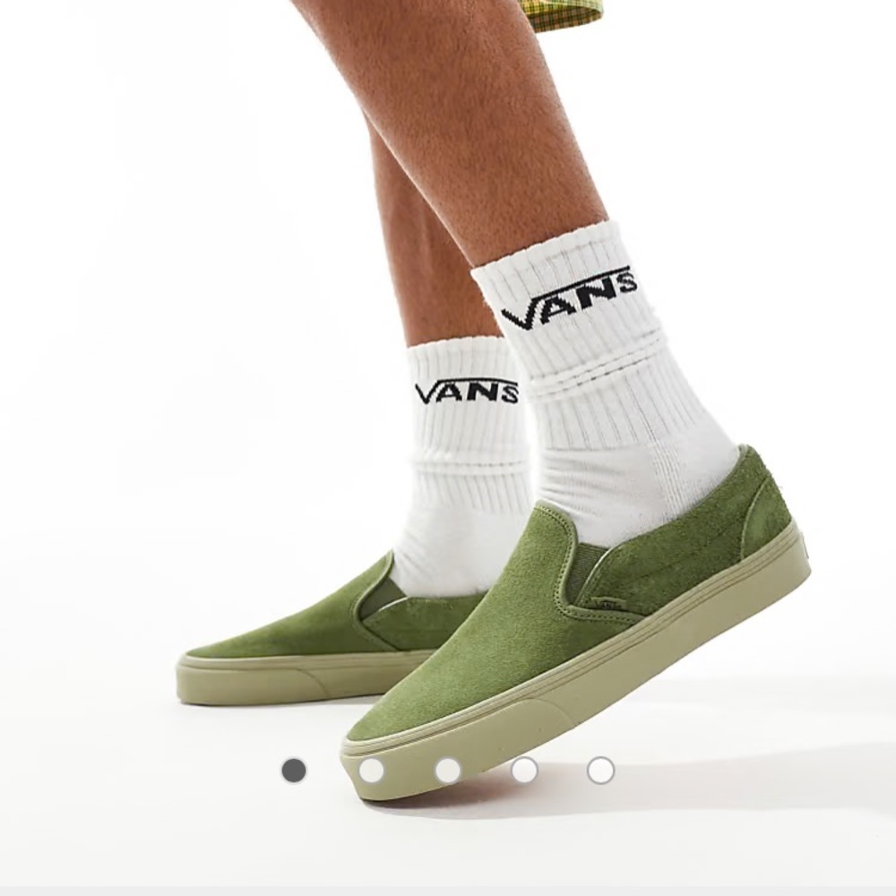 Vans Unisex Elm Green Suede Slip Ons Like New